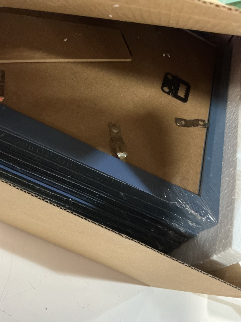 Condition photo showing Good Condition for yeskay 8x10 picture frame set of 9, display pictures 5x7 with mat or 8 x 10 without mat, multi photo frames for wall mounting or table top display, blue blue 8x10 in