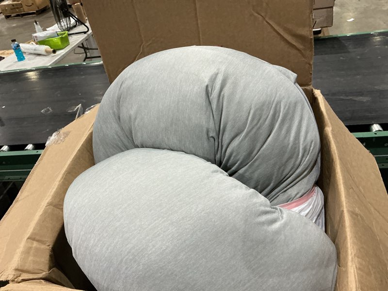 Condition photo showing As Is for momcozy u shaped pregnancy pillows with cotton removable cover, 57 inch full body pillow maternity support, must have for pregnant women, hatha grey