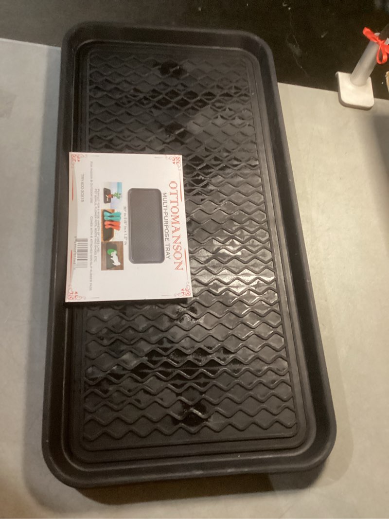 Condition photo showing Good Condition for ottomanson artificial grass puppy potty training pad with tray, 15" x 30" reusable pee pad for small pets and dogs a black tray/grass pet - 15" x 30"