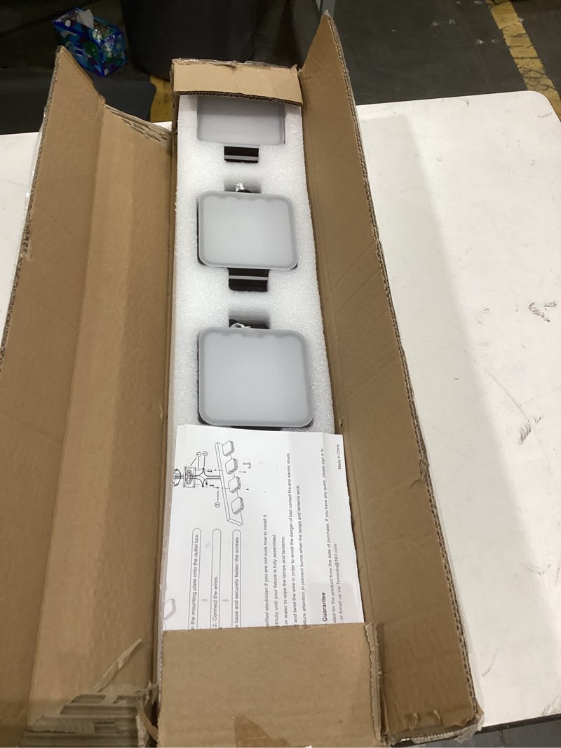 Condition photo showing As Is for 1600lm led modern bathroom vanity light fixtures, 360° rotate acrylic brown and gold vanity lights for bathroom, modern wall lighting fixtures over mirror kitchen living (natural white light 5000k) brown and gold (no assembly required) 4-light, 27-inch, 5000k