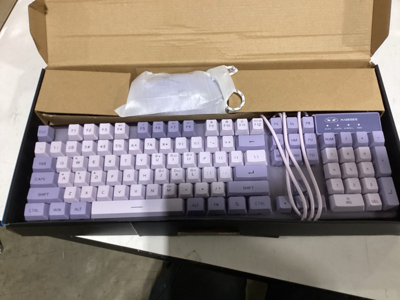 Condition photo showing Good Condition for gaming keyboard and mouse combo, k1 rgb led backlit wired keyboard with 104 key computer pc gaming keyboard for pc/laptop (purple) k1 violet