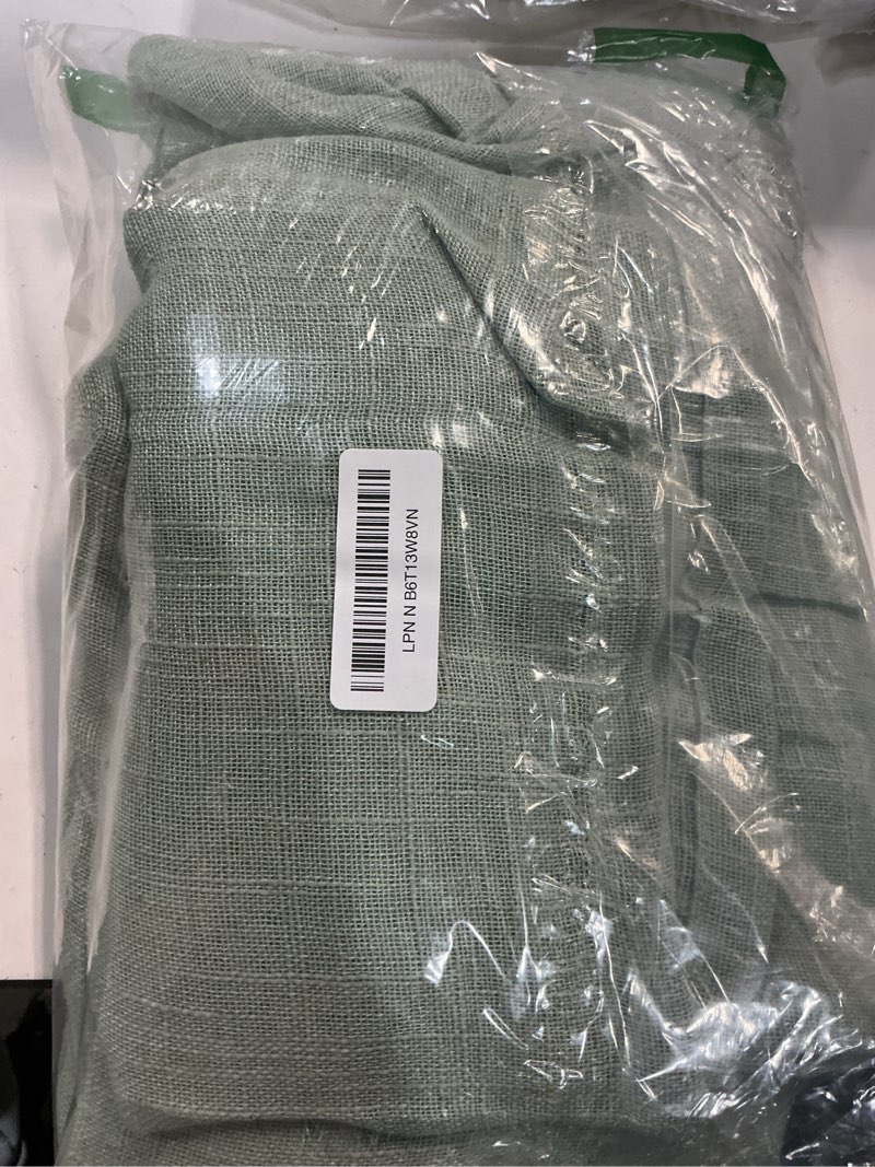 Condition photo showing Good Condition for lamit linen curtains for living room 84 inch length 2 panels, light filtering semi sheer panels back tab and rod pocket farmhouse drapes for bedroom/sliding glass door, fresh green, 52 x 84 inch 52"w x 84"l (pack of 2) fresh green