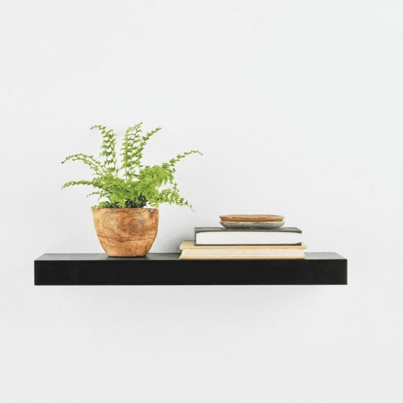mainstays black 18" wood floating shelf