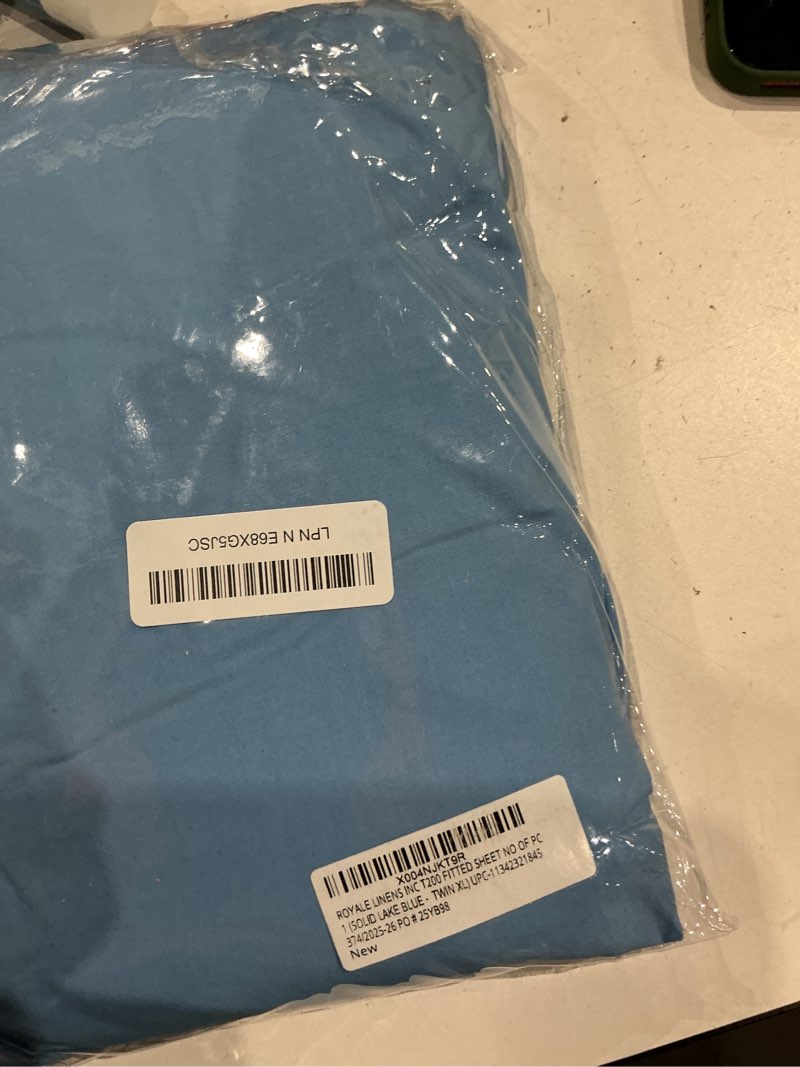 Condition photo showing Good Condition for royale linens 100% organic cotton fitted sheet - percale weave - super soft deep pocket bottom sheets - lake blue elastic sheet twin xl size - twin xl fitted sheets only - (39"x80"+15", lake blue) lake blue twin xl