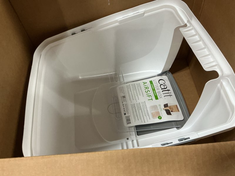 Condition photo showing Good Condition for catit airsift jumbo hooded litter pan, warm gray/white - privacy and easy access for cleaning - ideal for larger or multiple cat households