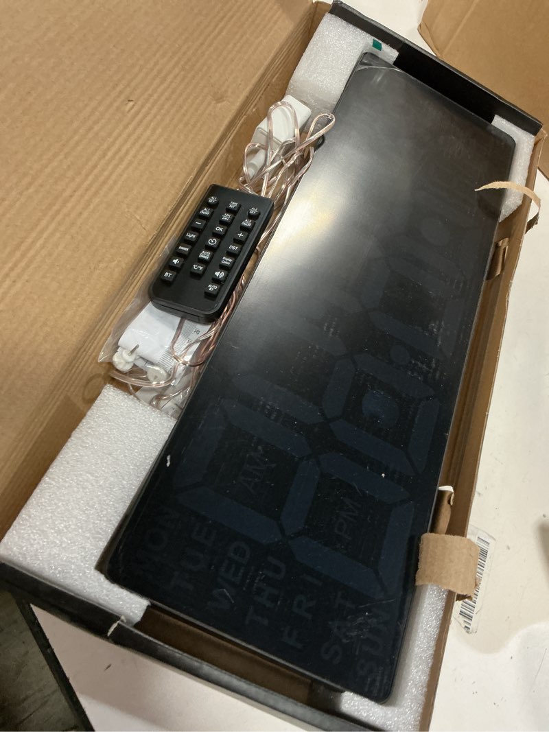 Condition photo showing As Is for 16.5" large digital wall clock with bt sync, rgb lights with 11 scenes mode remote control, dual alarms with big led display, auto dst, temperature for classroom gaming