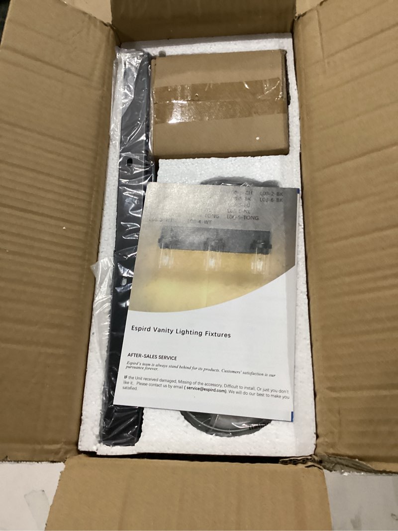 Condition photo showing New/Like New for bathroom vanity fixtures, 2 light matte black vanity light with clear glass shade, 15in farmhouse wall light, lighting fixture over mirror for bathroom 2-light black