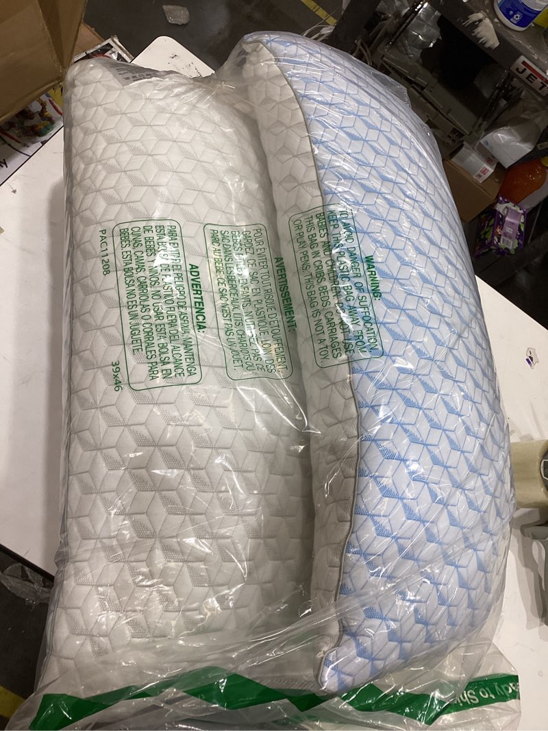 Condition photo showing New/Like New for Bed Pillows Queen Size for Sleeping - Cooling Down Alternative Breathable Soft Pillows Set of 2 for Side, Back, and Stomach Sleepers - Hotel Quality Fluffy Microfiber Fill Skin-Friendly Queen Size (2 Pack)