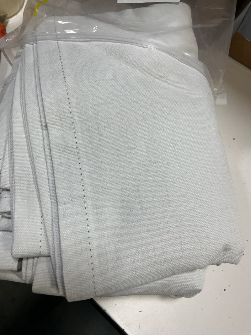 Condition photo showing Good Condition for drapes 84 inch length 2 panels set for living room darkening curtain for bedroom aesthetic white blackout curtains nursery cute black out curtains cotton linen textured back tab pleated 52x84 long 7ft 52"w x 84"l (pack of 2) white