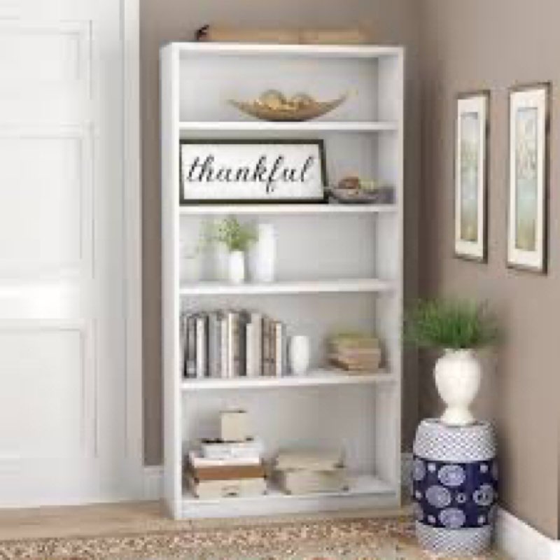 Doyno Tall 5 Shelf Bookcase, Storage and Display Bookshelf for Home Office and Living Room(incomplete only 1 box)