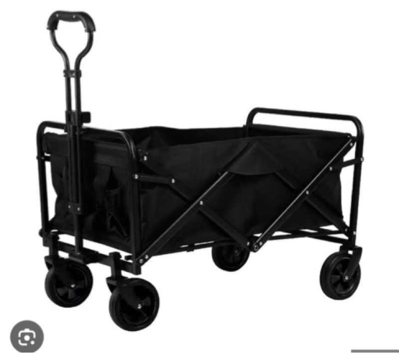 WYJRO Negro Carreta Plegable Jardín Aire Libre,Carros Vagonetas para Jardín,Teniendo 55KG Carrito Plegable Transporte para Playa Campaña Al Aire Libre Carreta con Mango Ajustable 