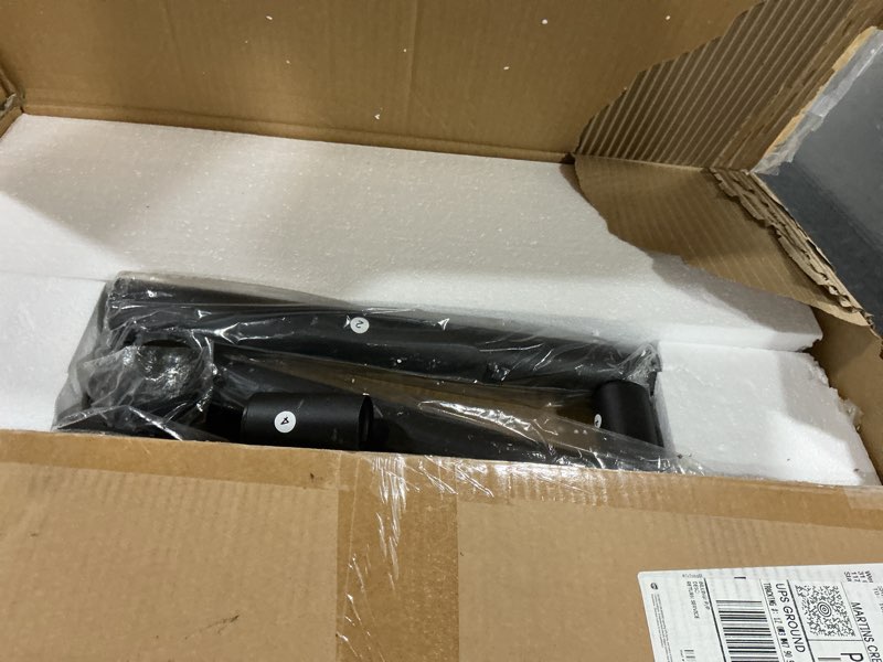 Condition photo showing New/Like New for Small Round Coffee Table for Small Space, 23.5" 2-Tier Rustic Brown Wooden Coffee Table with Open Storage for Living Room/Balcony/Office, Metal Legs, Easy to Assemble 23.5"(D)*18.1"(H) Rustic Brown