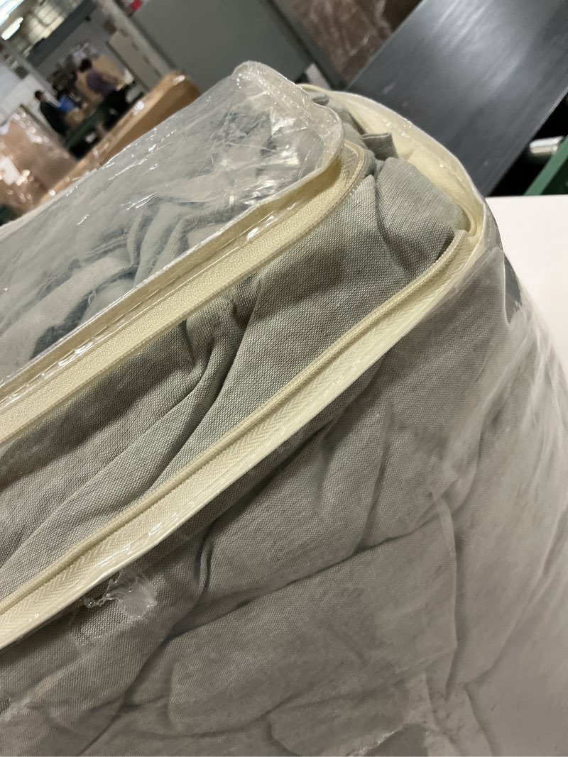 Condition photo showing As Is for king cotton linen chambray comforter & sham set moss green - threshold™: woven texture, midweight fabric, zipper closure