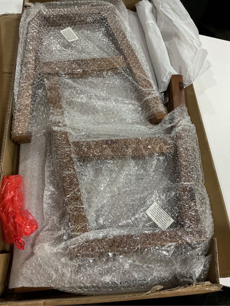 Condition photo showing New/Like New for Handcrafted Solid Wood Bench, 30" - Farmhouse-Style Burnt Brown Entryway Seating for Living & Dining Room, Rustic Design, Natural Finish Burnt Brown 30 Inch