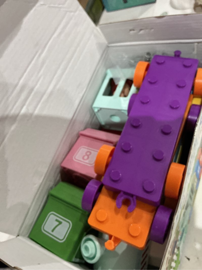 Condition photo showing Good Condition for kimicare learning montessori toys for toddlers, sensory farm animals train toys with 10 finger puppets 1 farmer, counting matching sorting barns with keys birthday gifts christmas stocking stuffers