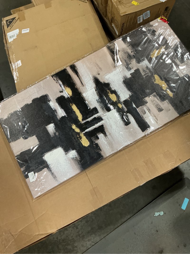 Condition photo showing New/Like New for GAIDUOMAI Black and Grey Abstract Wall Decor for Living Room Gold Foil Canvas Painting Contemporary Artwork for Walls Neutral Black Art for Office Hotel 24"x 48" 48"L x 24"W Black and Grey