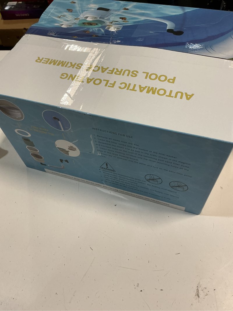 Condition photo showing New/Like New for above ground pool skimmer,no installation required, no adjustable bracket required,comes with 10 filter socks, special note: the pool pump flow rate must not exceed 1100 gph(turquoise) 21inch turquoise
