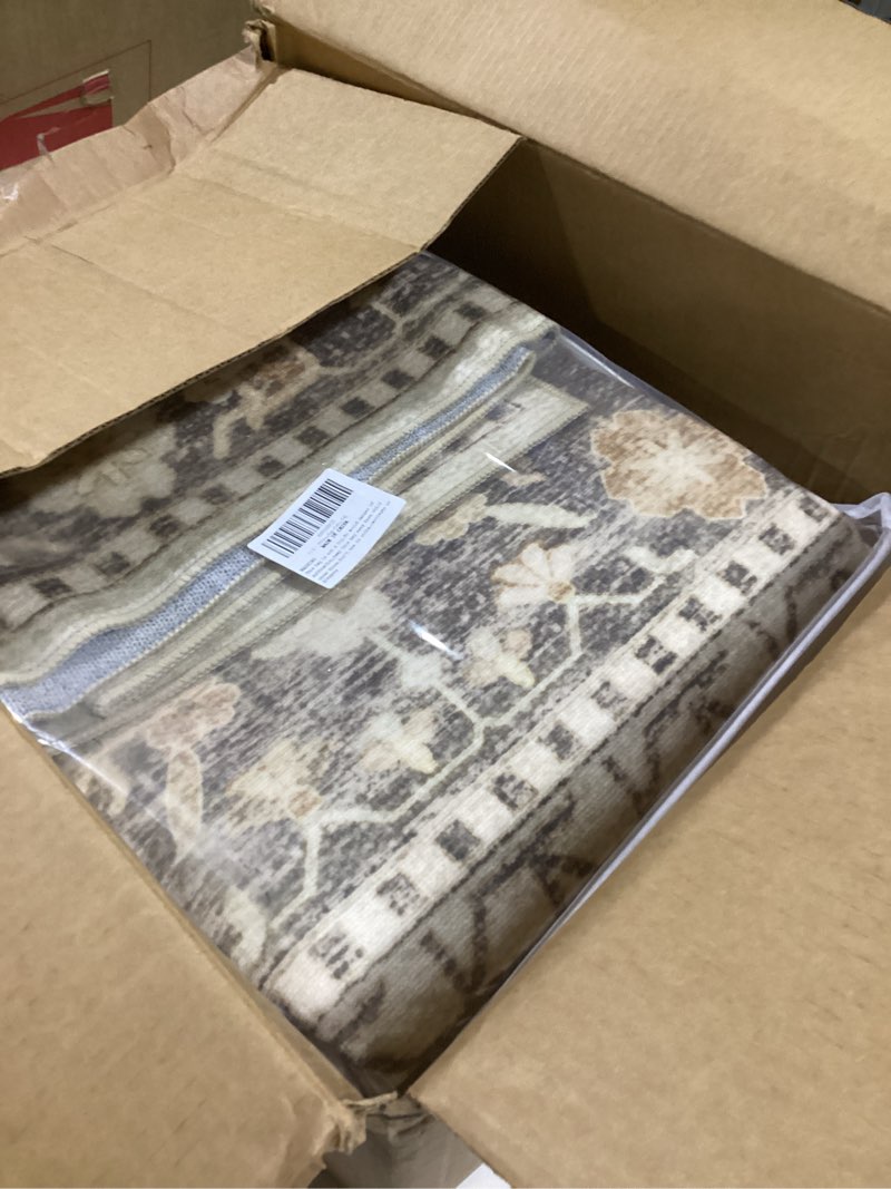 Condition photo showing Good Condition for 7X9 Area Rugs Machine Washable Rugs for Living Room Bedroom Hallway, Non Slip Indoor Soft Accent Distressed Boho Vintage Print Lightweight Thin Low Pile Carpet (Coffee, 7x9) Coffee 7' x 9' (Rectangular)