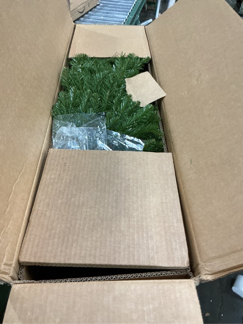 Condition photo showing Good Condition for National Tree Company 7.5 ft Unlit Kingswood Fir Slim Artificial Christmas Tree, 1,075 Tips, Includes Stand, Green 7ft 6in Green