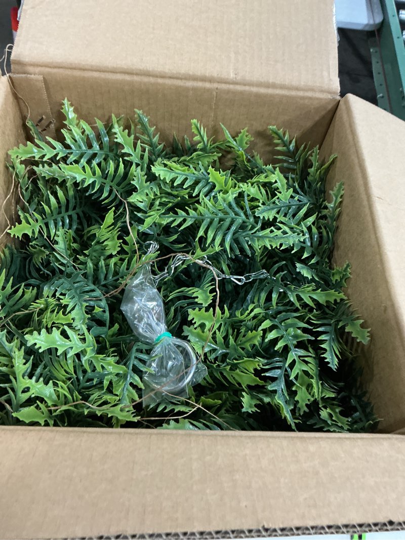 Condition photo showing New/Like New for outdoor fake hanging fern – artificial hanging ferns 2 pack, large faux boston fern bushes, uv resistant outdoor hanging plants for front porch, patio & indoor decor green