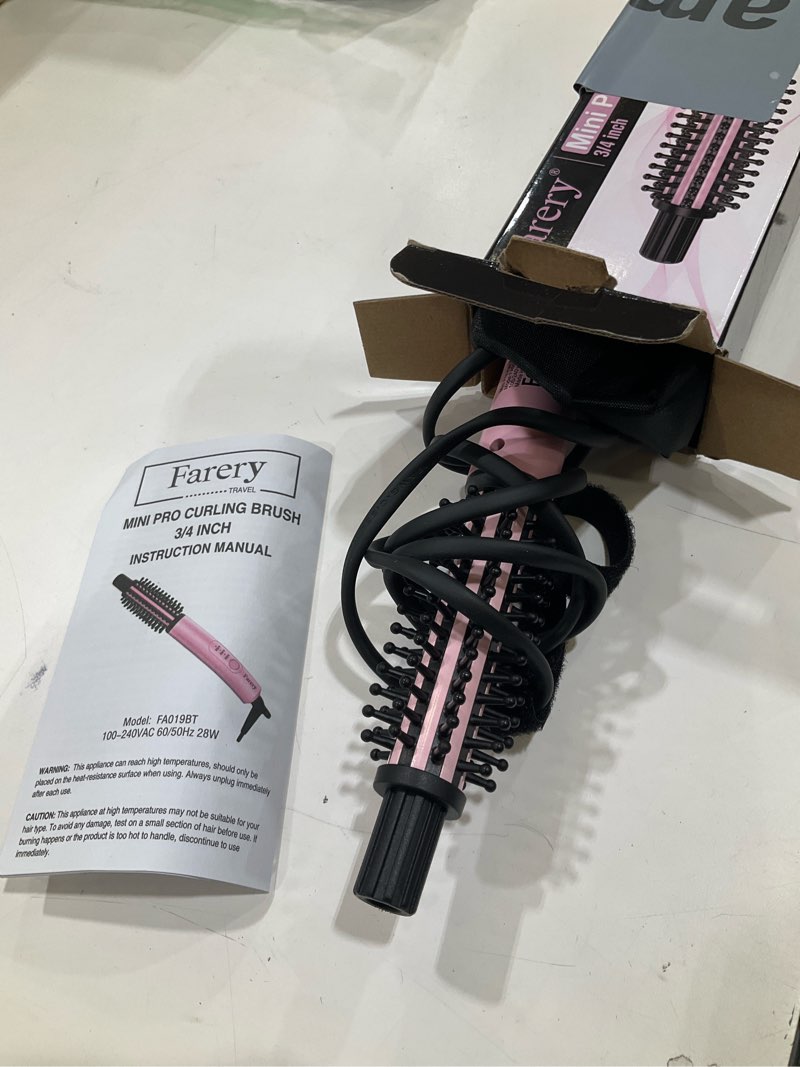 Condition photo showing Good Condition for farery mini thermal brush 3 temperature adjustable, 3/4 inch travel curling iron for short hair, heated round brush for touch ups and small curls, travel size curling wand, dual voltage, pink pink 3/4 inch