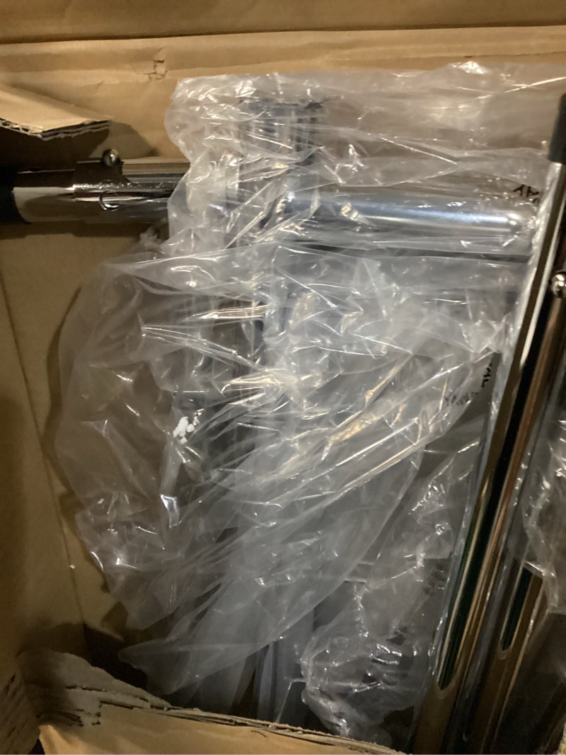 Condition photo showing Good Condition for Heavy Duty Clothes Rack, Rolling Clothing Rack With Shelves Load 620 LBS, Double Rod Clothing Racks for Hanging Clothes, Portable& Adjustable Clothes Rack with Wheels Garment Rack Sliver Large