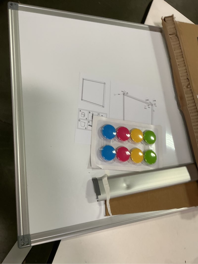 Condition photo showing Good Condition for WALGLASS Double-Sided White Board, 24" x 18" Dry Erase Board Magnetic Whiteboard for Wall, Hanging Mounted Whiteboard Silver Aluminium Frame for Home, School, Office, Kitchen