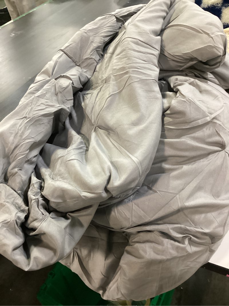 Condition photo showing Good Condition for Bedsure King Size Comforter Set - Bedding Sets King 7 Pieces, Pintuck Bed in a Bag Grey Bed Set with Comforter, Sheets, Pillowcases & Shams King 01 - Grey
