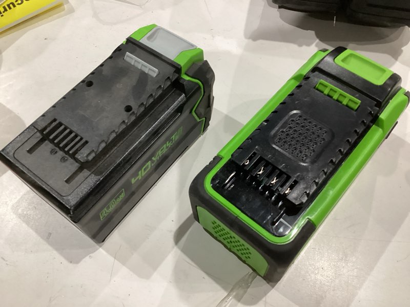 Condition photo showing As Is for Assortment of 2 greenworks rechargable batteries 40v