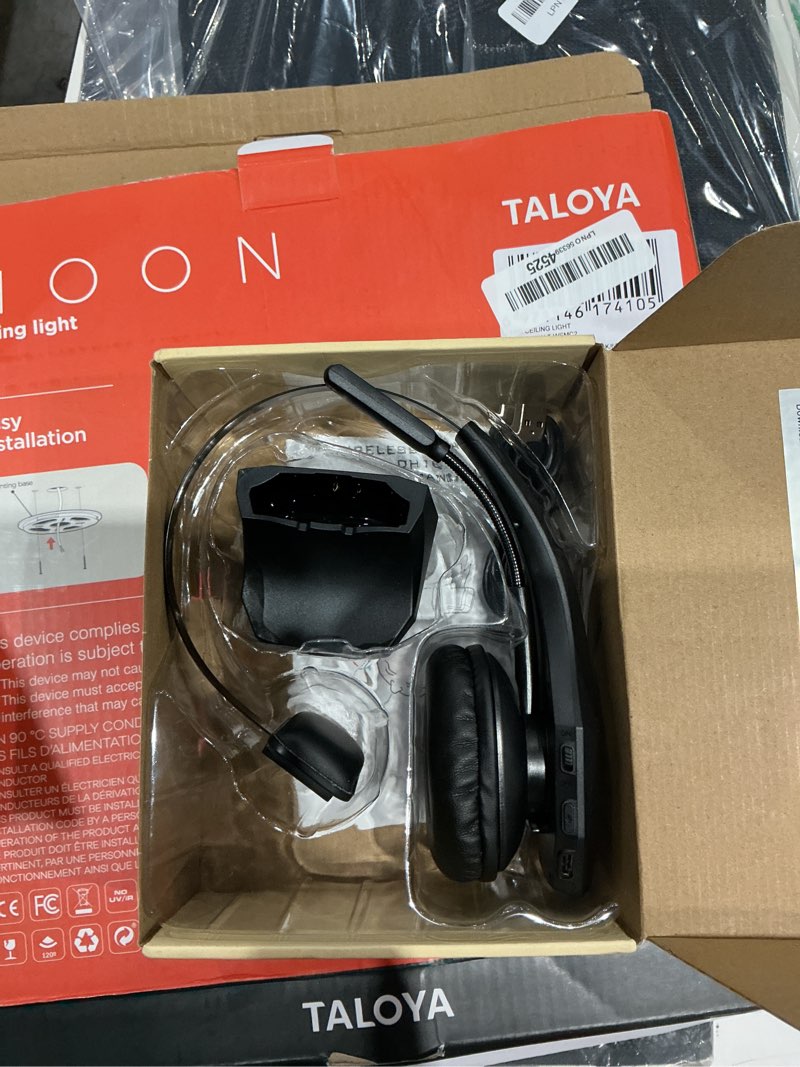 Condition photo showing Good Condition for trucker bluetooth headset with charging base, wireless hands-free headset with noise canceling mic & mute button, 56hrs working time pc headsets for cell phones, computer, truck driver black