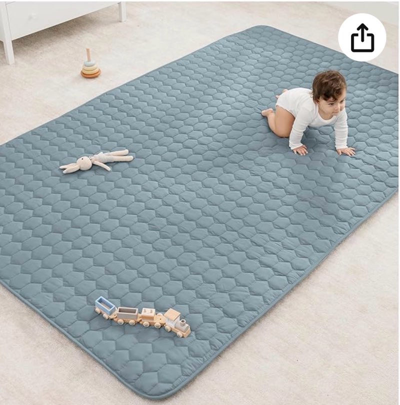 Comfy Cubs Rectangle Kids Play Mat - Large 60 x 96 inches Soft Quilted Baby Floor Mat with Non-Slip 