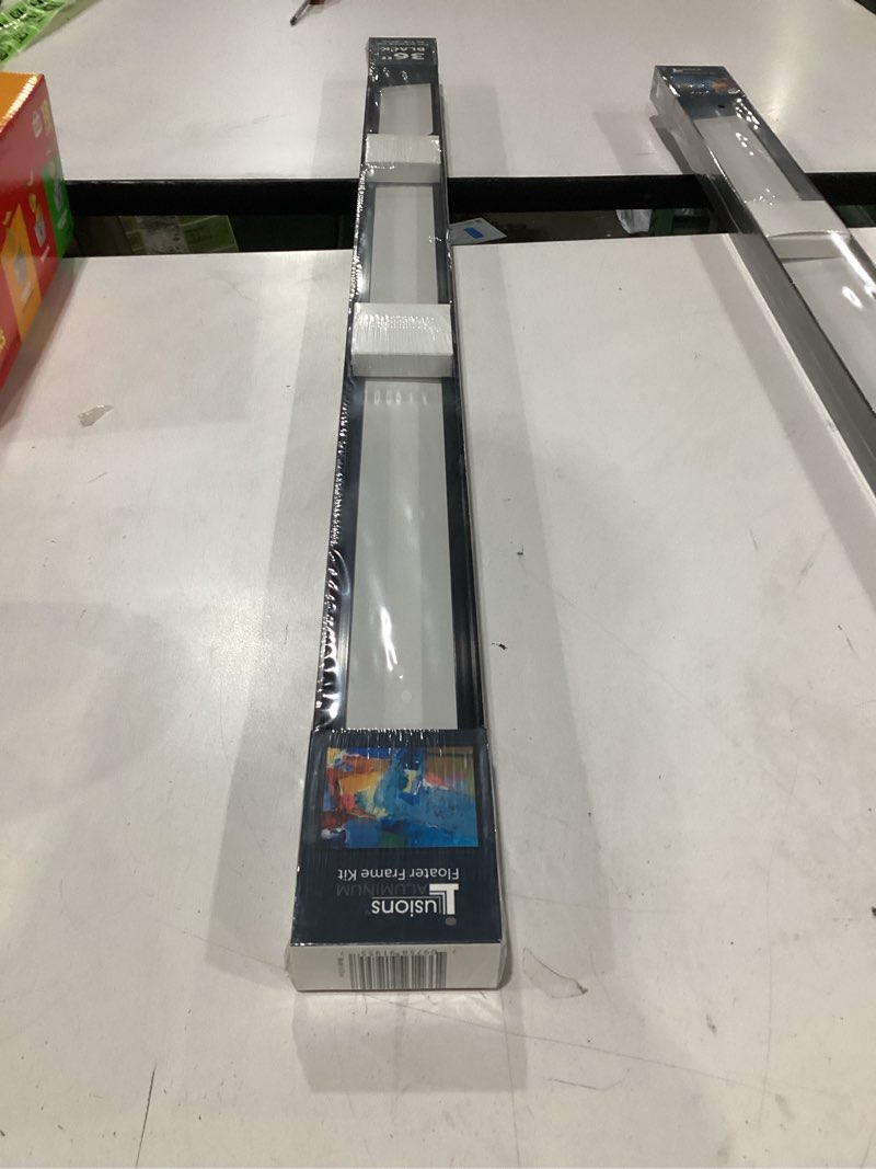 Condition photo showing New/Like New for Creative Mark Illusions Metal Floating Frame Kit Pairs for Canvas - Frame Kit for 7/8" Deep Canvases - Black, 36"- Metal Canvas Frame, Modern Frame for Gallery Wall, Art Panels, Modern Decor