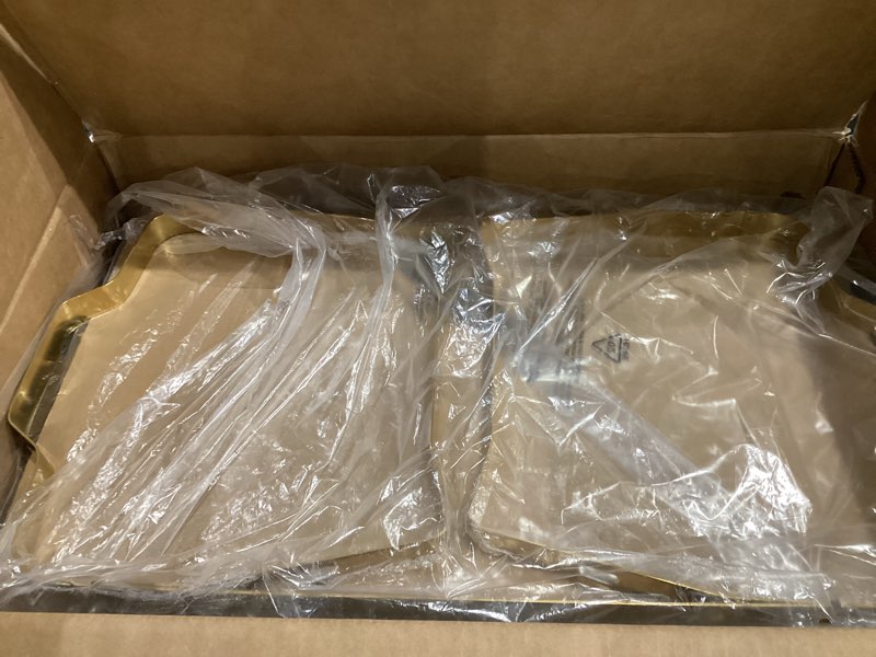 Condition photo showing Good Condition for ROVSUN Chafing Dishes for Buffet 4 Pack, 9QT Chafing Dishes [Elegant Gold & Silver] with Rolled-Edge Design, Catering Chafer Warmer Set with Folding Frame for Party Wedding Banquet