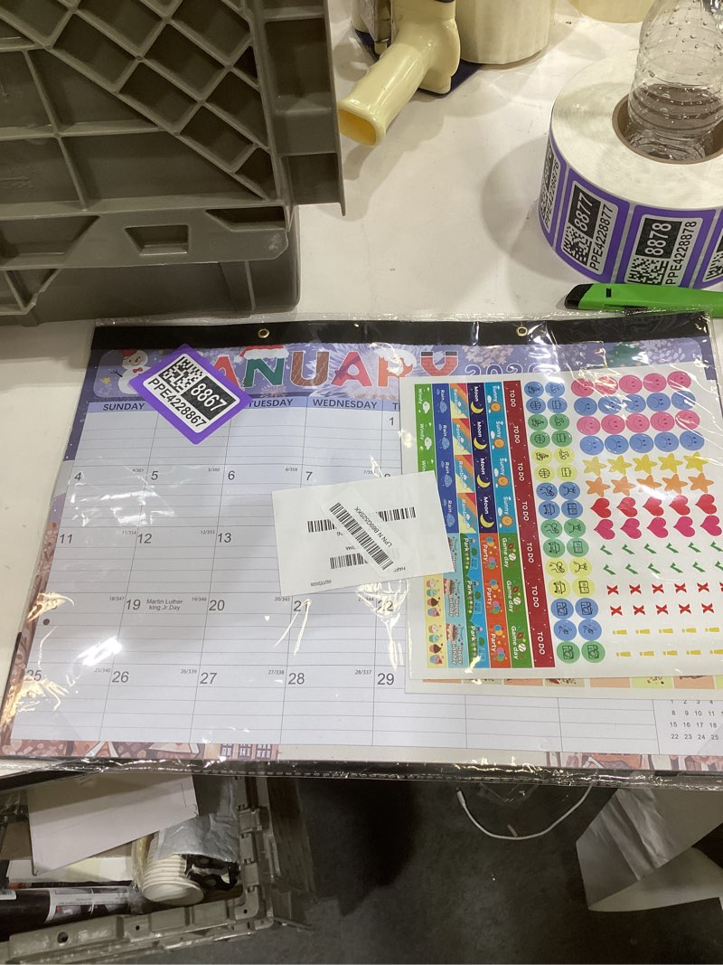 Condition photo showing New/Like New for Desk Calendar 2026, Ample Space, Until June 2027 with Stickers, 17" x 12" Large Seasonal Wall Calendar 2026 for Home, Office, Student & Teacher Supplies- Colorful 17''x12'' Colorful