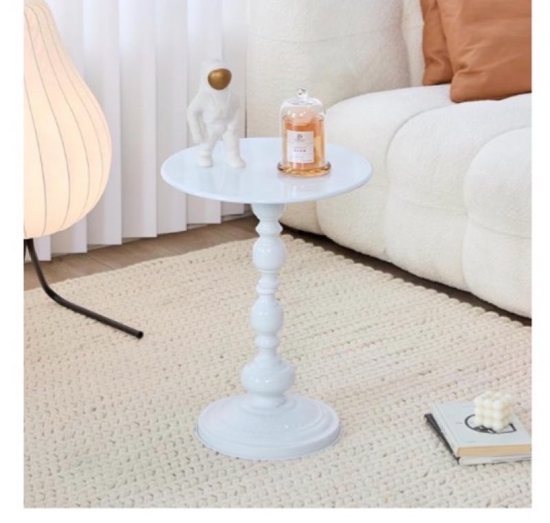 wangbochuan Chic Vintage Round Side Table with Elegant Roman Columns - Sturdy Metal Construction, Pe