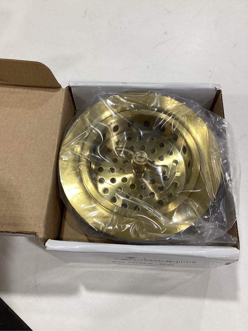 Condition photo showing New/Like New for Gold Sink Drain Strainer 3-1/2 Inch Kitchen Sink Drain Assembly Kit with Stainless Steel Strainer Basket and Drain Stopper for Standard Kitchen Sink Brushed Gold