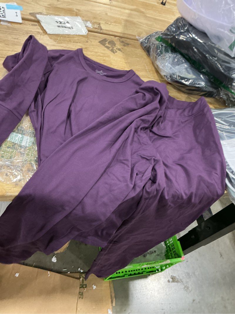 Condition photo showing Good Condition for cuddl duds heavyweight 2 piece sets base layer thermal underwear for women | winter clothing, fleece lined long sleeve top & leggings, soft lounge set for cold weather, moisture wicking heat retention medium boysenberry purple