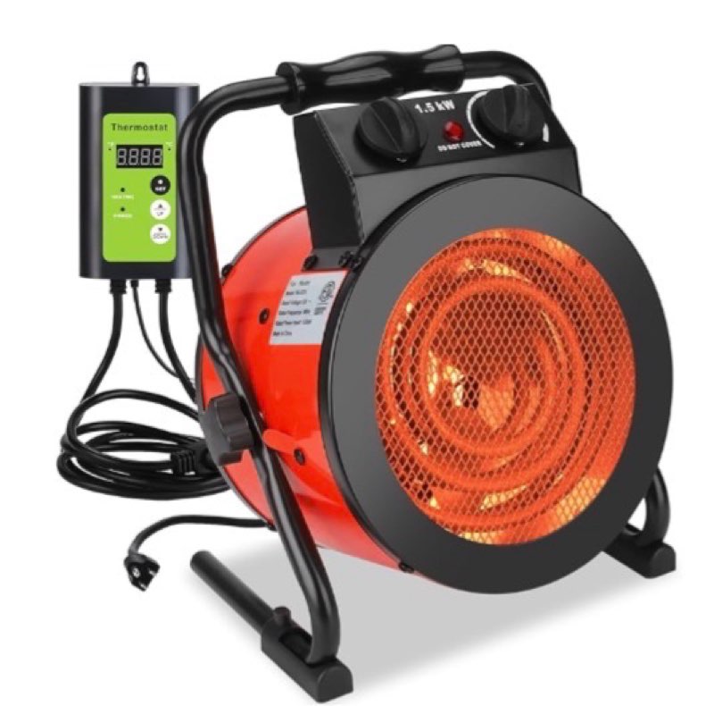 Orvella Greenhouse Heater with Digital Thermostat - 1500W Portable Outdoor Heaters for Patio, Fast H