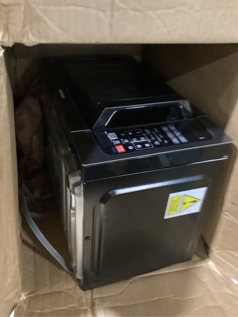 Condition photo showing As Is for TOSHIBA ML-EM09PA(BS) Small Microwave Oven with 6 Auto Menus, Mute Function & Child Lock, LED Lighting, 0.9 Cu Ft, 10.6 Inch Removable Turntable, 900W, Countertop, Black Stainless Steel Advanced-0.9 Cu Ft-900W-Black Stainless Steel