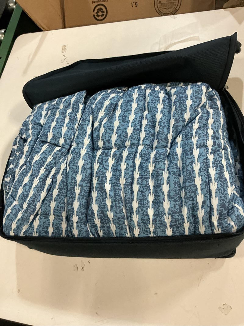 Condition photo showing Good Condition for L'AGRATY Weighted Blanket - 48"x72" 20lbs Cooling Breathable Heavy Blanket Microfiber Material with Glass Beads for Adult All-Season Summer Fall Winter Soft Thick Comfort 18-blue and White Stripe Pattern 48" x 72" | 20lbs