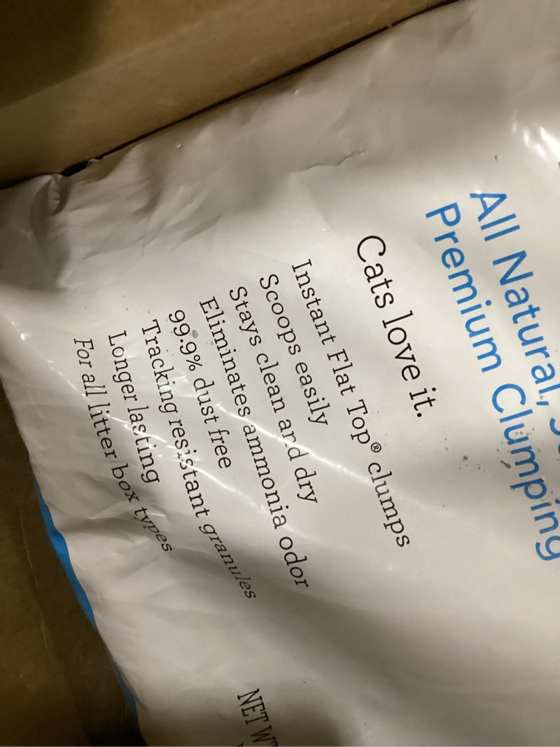 Condition photo showing As Is for Boxie Unscented 30 Day Odor Control Clumping Clay Cat & Kitty Litter 40 lb, 99.9% Dust-Free, Hard Flat Top Clumps, No Fragrances No Fillers, Long-Lasting, Easy to Scoop Scent Free 40 lb