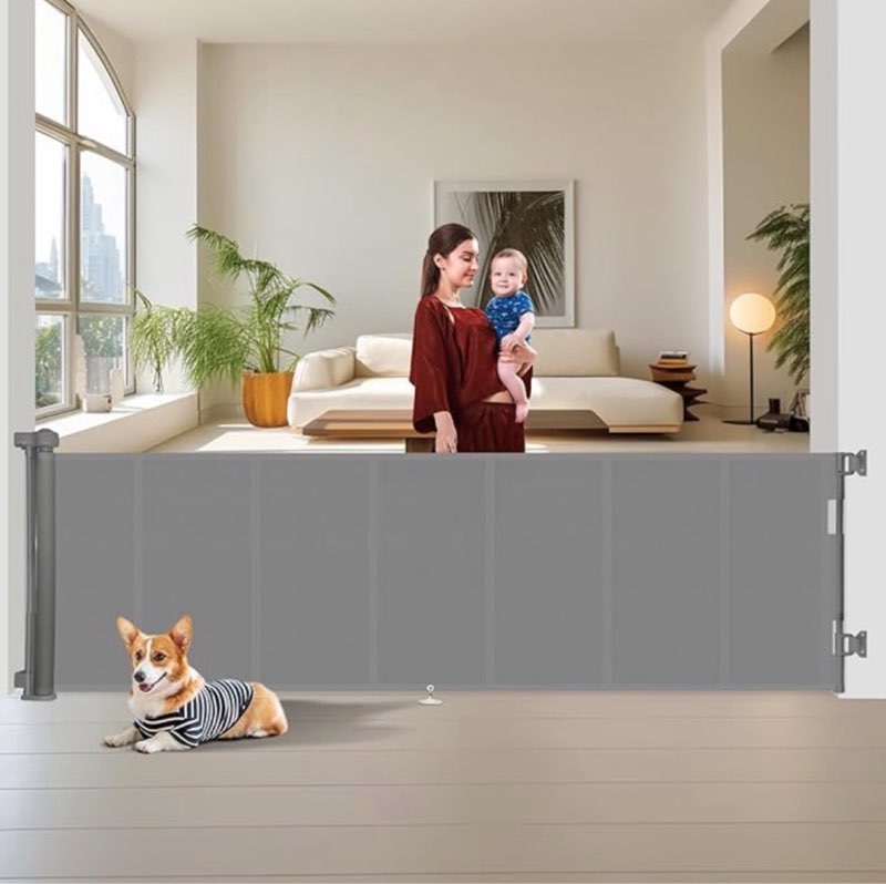 55 inch retractable baby gates 33 inch tall, retractable gate with reinforced strip design to prevent crawling through, 4.5 ft extra wide retractable dog gate for indoor/outdoor