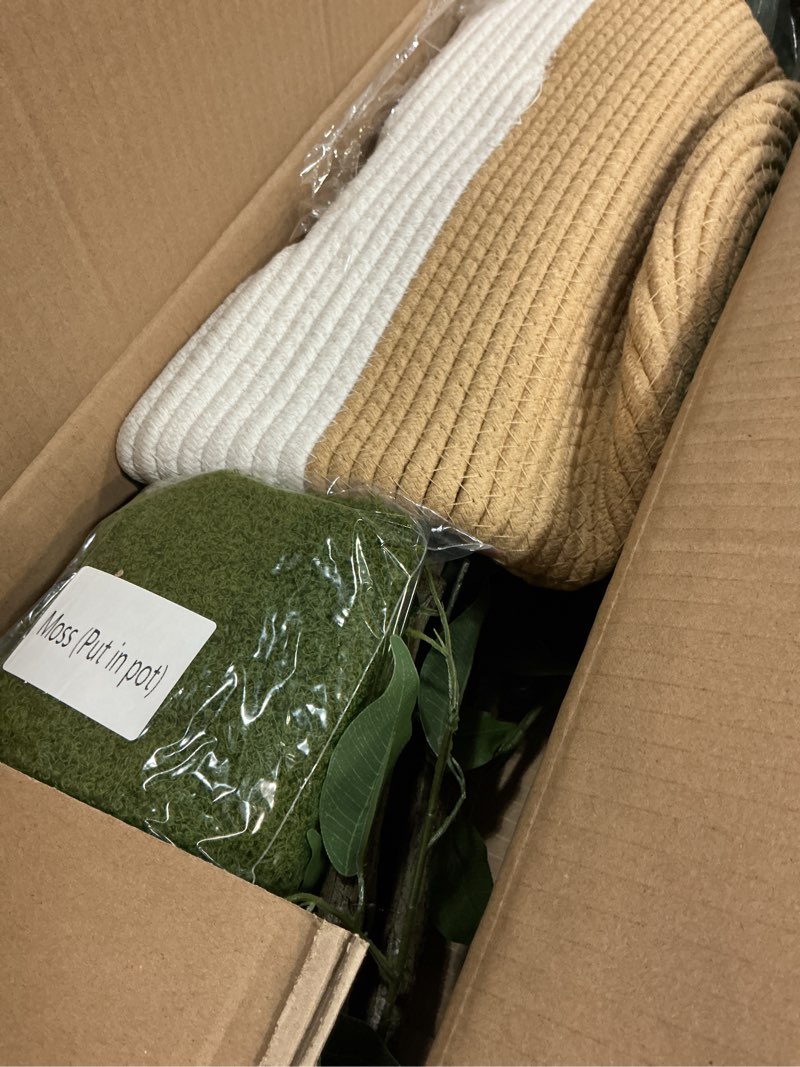 Condition photo showing Good Condition for Artificial Ficus Tree, 5ft Tall Fake Ficus Tree with Basket, Faux Plant for Indoor Outdoor Home Livingroom Office Garden Porch Décor Ficus 5ft