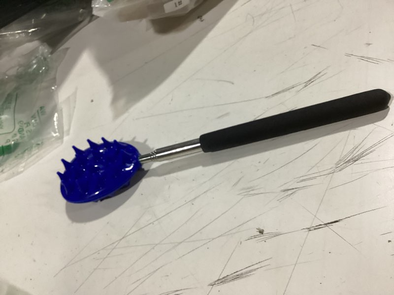 Condition photo showing Good Condition for xl big stick extendable cactus back scratcher, sturdy, sharp, satisfying, ultimate scratch relief for itching on back, neck, head, beard, and body, dual sided with aggressive and medium spikes (blue)