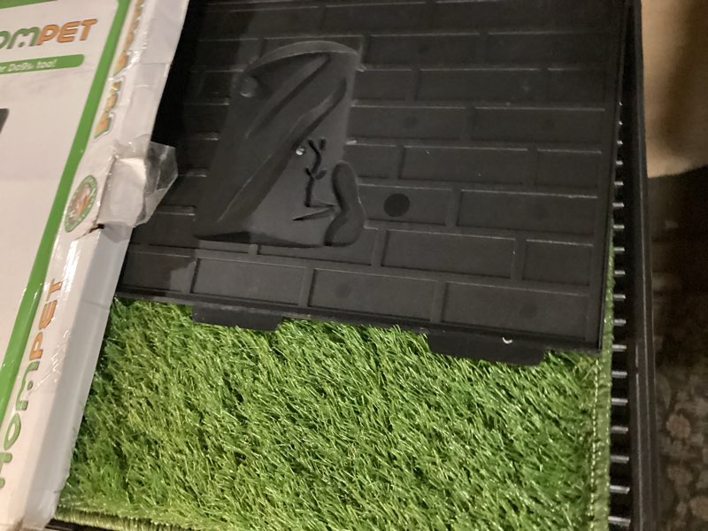 Condition photo showing Good Condition for Hompet Dog Grass Pad with Tray Large, Puppy Turf Potty Reusable Training Pads with Pee Baffle, Artificial Grass Patch for Indoor and Outdoor Use, Ideal for Small and Medium Dogs (30"×20")