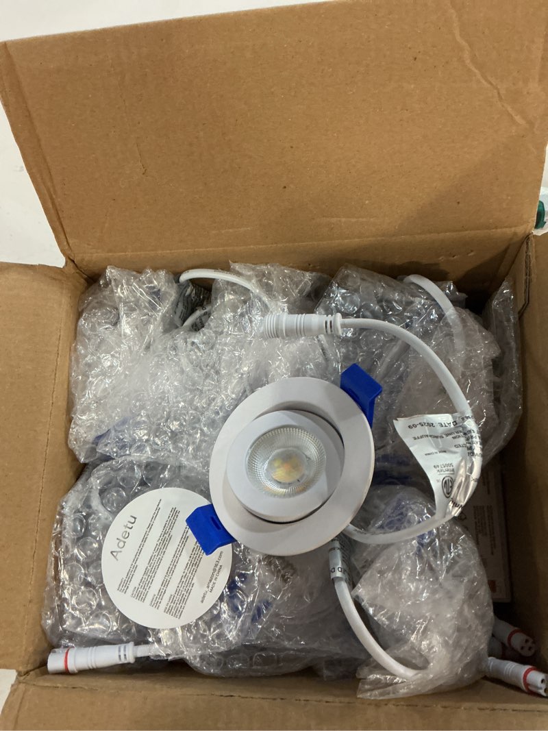 Condition photo showing Good Condition for adetu 2 inch 5cct gimbal led recessed lighting with junction box, 360°+90° adjustable recessed can lights, 2700k/3000k/3500k/4000k/5000k selectable, 5w eqv 50w, 550lm brightness - etl (white,12 pack) 12 pack white-2 inch