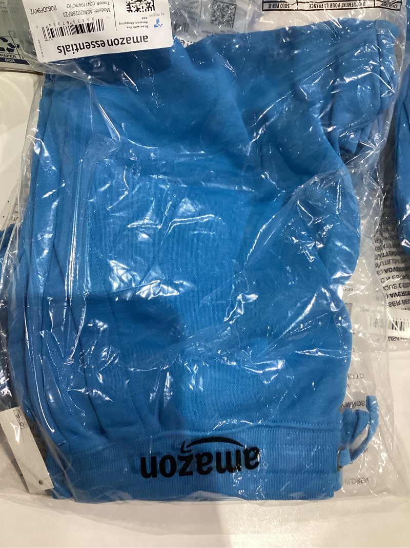 Condition photo showing New/Like New for Amazon Essentials Men's Lightweight French Terry Short (Available in Big & Tall) Medium Turquoise Blue