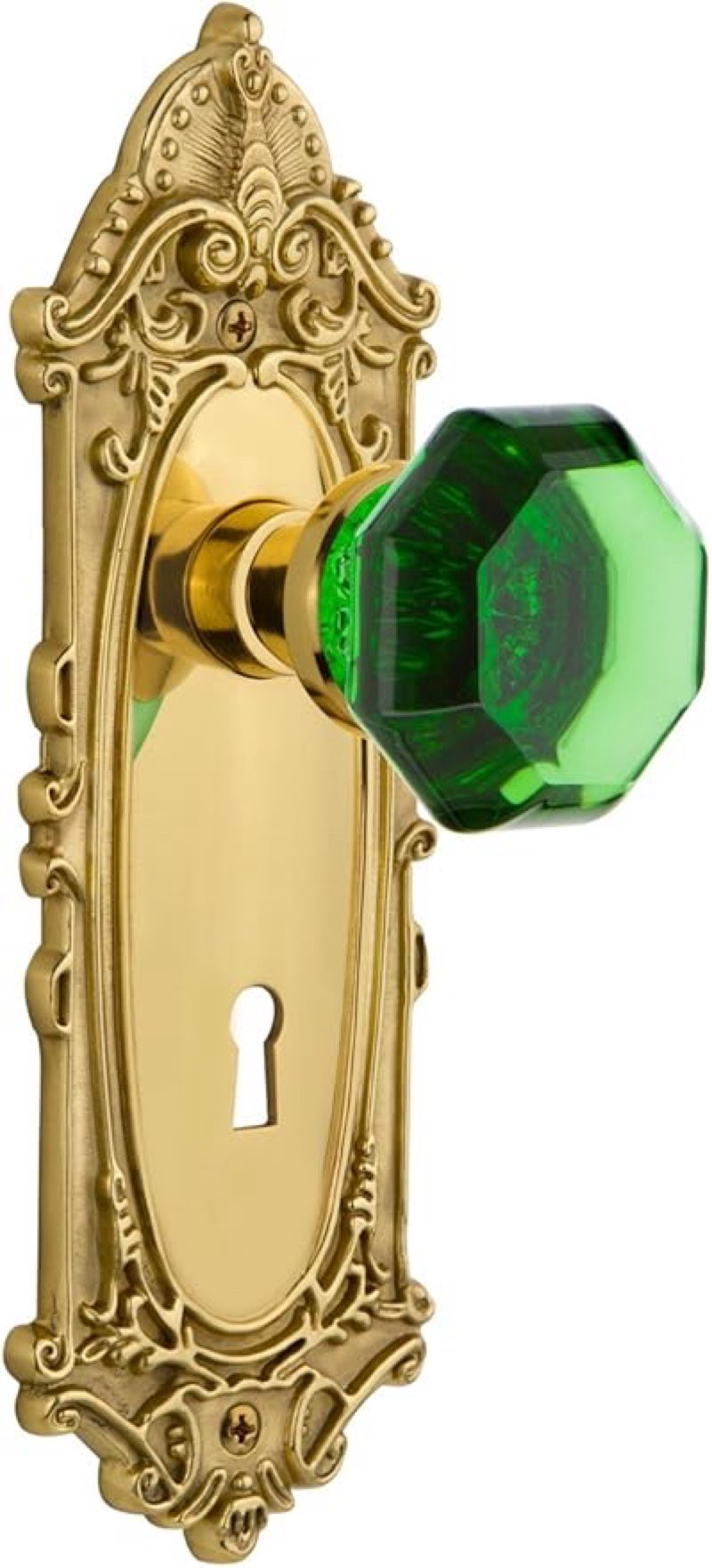Nostalgic Warehouse 726609 Victorian Plate Interior Mortise Waldorf Emerald Door Knob in Unlaquered 
