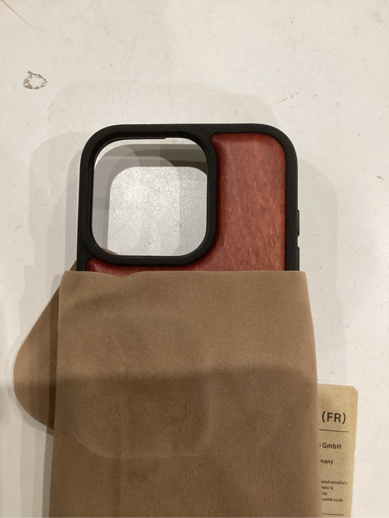 Condition photo showing Good Condition for Carveit Magnetic Wooden Case for iPhone 15 Pro Case, Compatible with MagSafe Wireless Chargers, Solid Wood & Black Soft TPU Shockproof Cover (Natural Grain - Rosy) iPhone 15 Pro (6.1 inch) Wood-Rosy