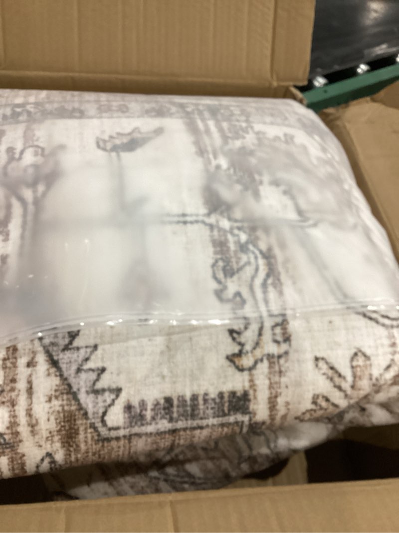 Condition photo showing Good Condition for area rug 8x10 washable vintage - soft traditional rugs for living room large non slip backing with low pile farmhouse oriental retro carpet for bedroom dining room or home office - tea brown tea brown 8' x 10' (rectangular)